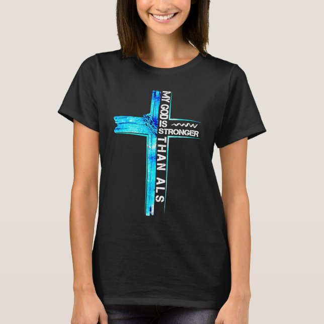Christian Cross Ribbon ALS Awareness Costume Warri T-Shirt (Vorderseite)