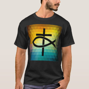 Christian Cross und Jesus Fish Symbol T-Shirt