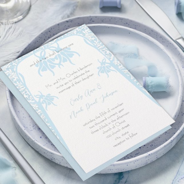 Christian Dusty Blue Flower Wedding Invitations (Créateur téléchargé)