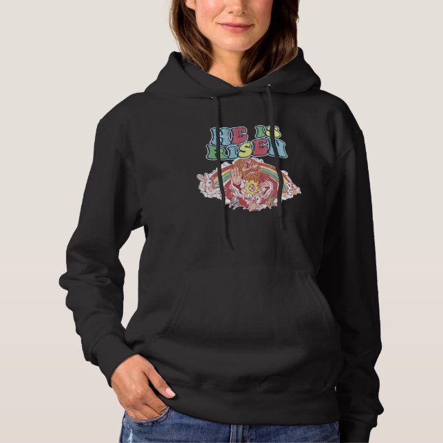 Christian Easter Jesus Grunge He Is Risen Hoodie (Vorderseite)