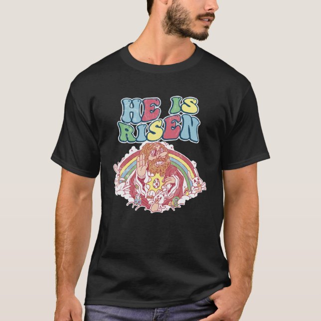 Christian Easter Jesus Grunge He Is Risen T-Shirt (Vorderseite)