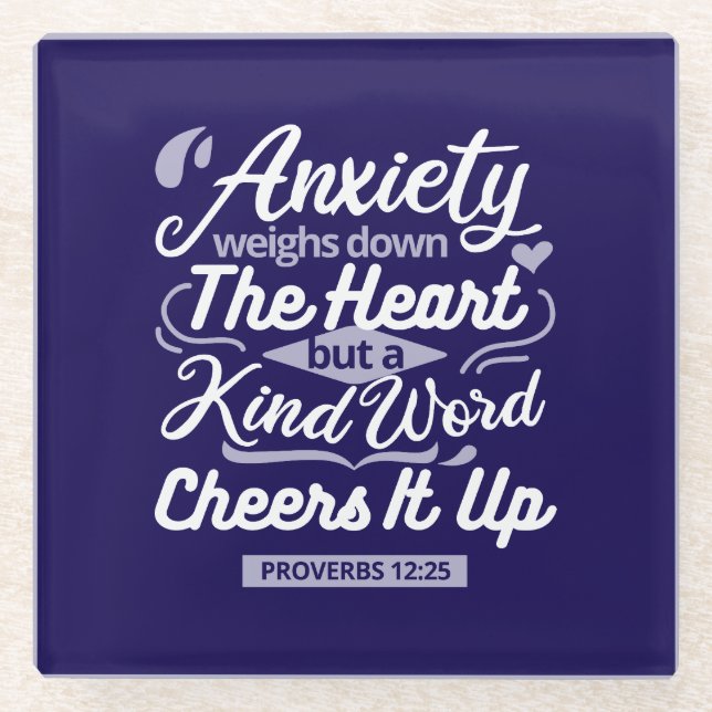 Christian Encouragement Quote – Anxiety & Kindness Glasuntersetzer (Vorderseite)