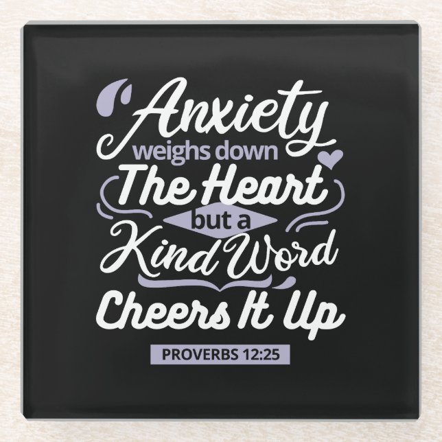 Christian Encouragement Quote – Anxiety & Kindness Glasuntersetzer (Vorderseite)