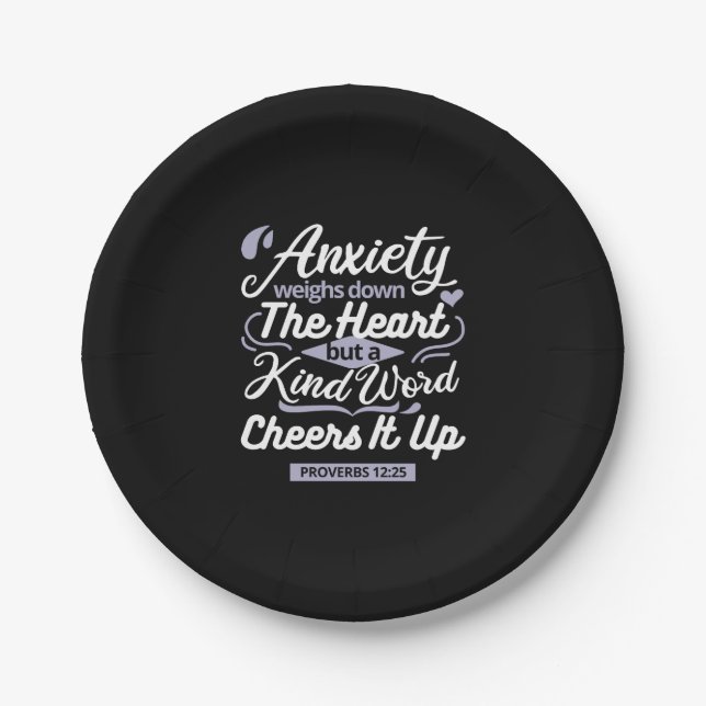 Christian Encouragement Quote – Anxiety & Kindness Pappteller (Vorderseite)
