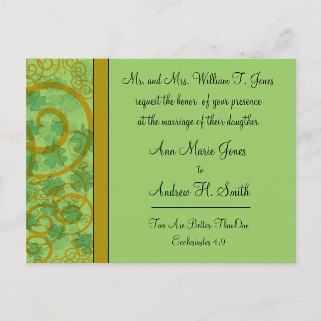 Christian Faire-part de mariage bleu vert (Devant)