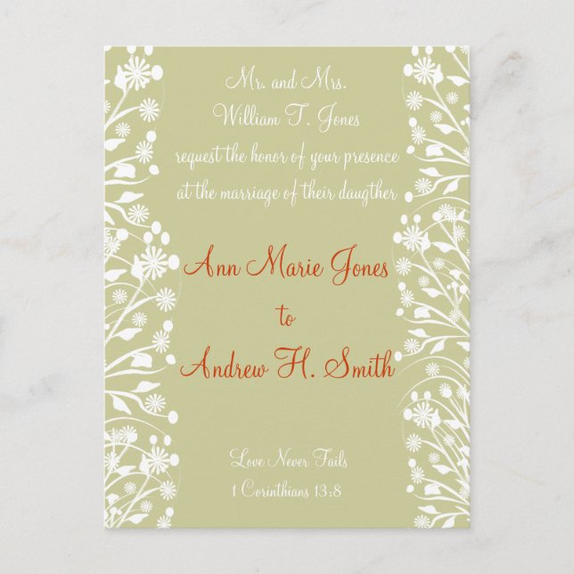 Christian Faire-part de mariage Orange White Taupe (Devant)
