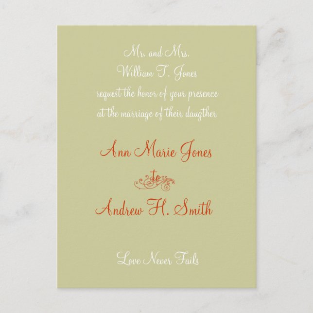 Christian Faire-part de mariage Orange White Taupe (Devant)