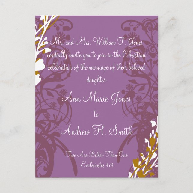 Christian Faire-part de mariage Purple Elegance (Devant)