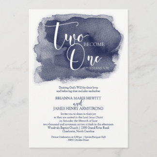 Christian Faire-part de mariage - Watercolor Navy