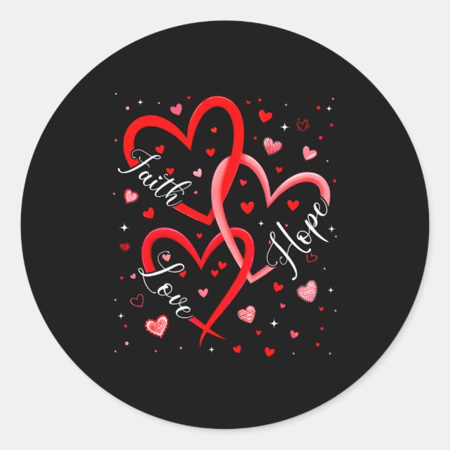 Christian Faith Hope Love Hearts Religious Valenti Runder Aufkleber (Vorderseite)