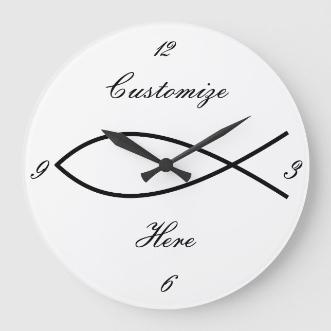 Christian Fish Symbol Ichthys Thunder_Cove Große Wanduhr (Vorderseite)