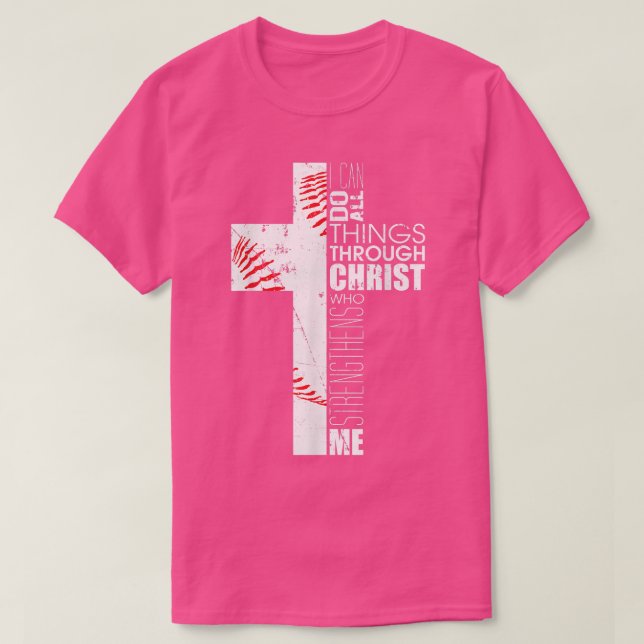 Christian Gifts Boys Baseball Religious Verse Cros T-Shirt (Design vorne)