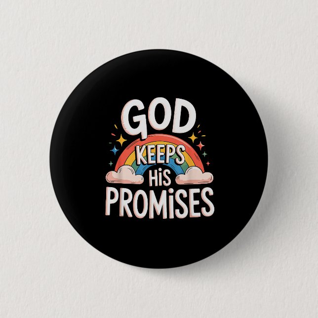 Christian God Keeps His Promises Rainbow Clouds  Button (Vorderseite)