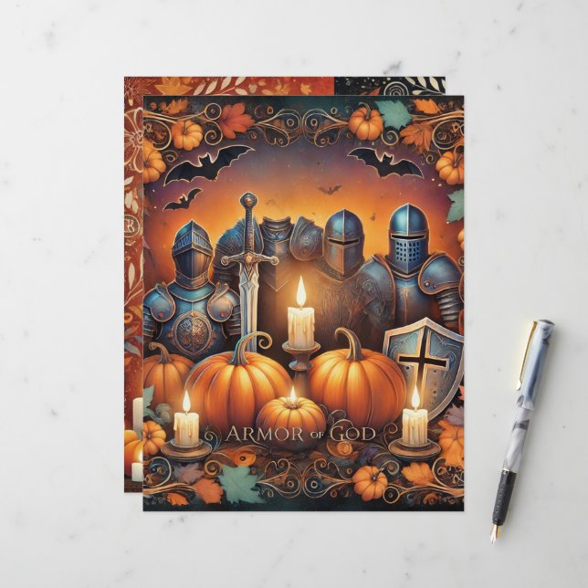 Christian Halloween Armor de Dieu Livre de papier  (Devant/Arrière en situation)