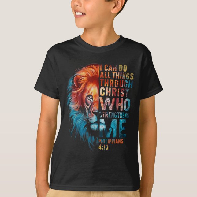 Christian I Can Do All Thing Through Christ Lion F T-Shirt (Vorderseite)
