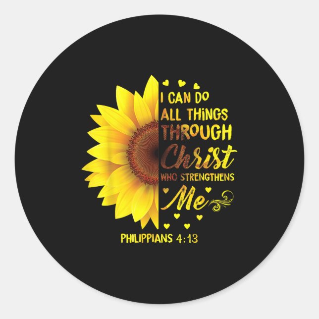 Christian I Can Do All Things Through Christ Bible Runder Aufkleber (Vorderseite)