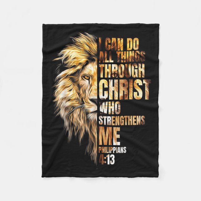 Christian I Can Do All Things Through Christ Lion  Fleecedecke (Vorderseite)
