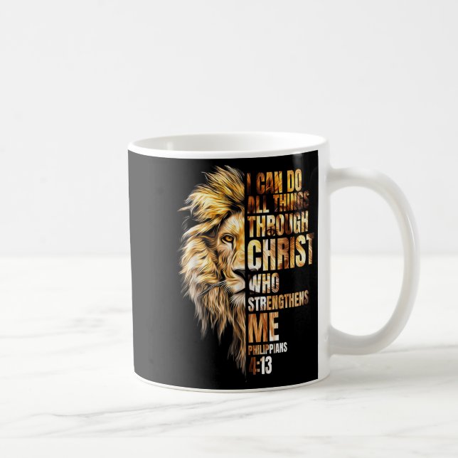 Christian I Can Do All Things Through Christ Lion  Kaffeetasse (Rechts)