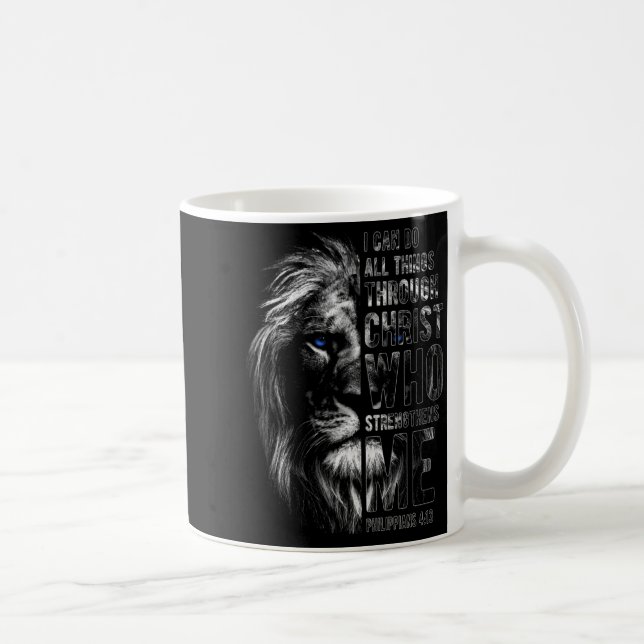 Christian I Can Do All Things Through Christ Lion  Kaffeetasse (Rechts)