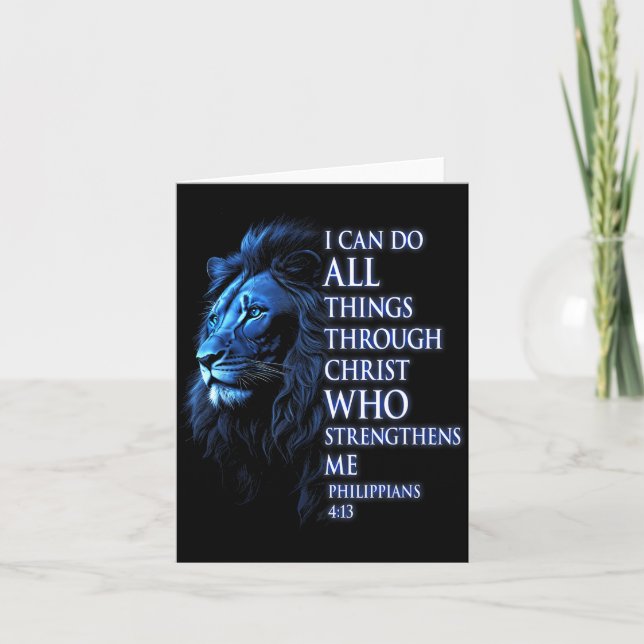 Christian I Can Do All Things Through Christ Lion  Karte (Vorderseite)