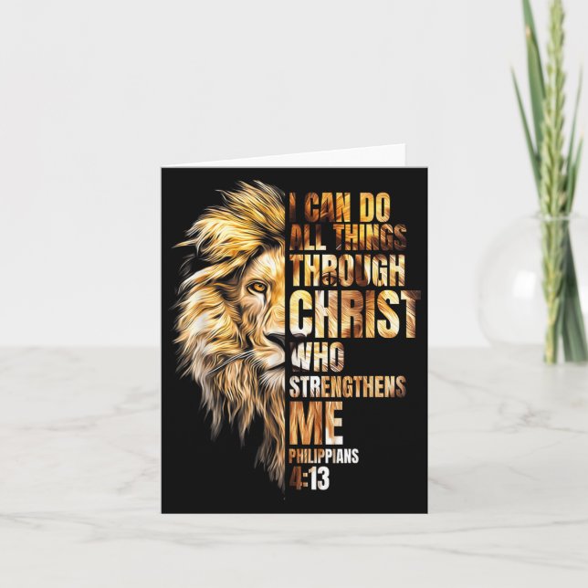 Christian I Can Do All Things Through Christ Lion  Karte (Vorderseite)