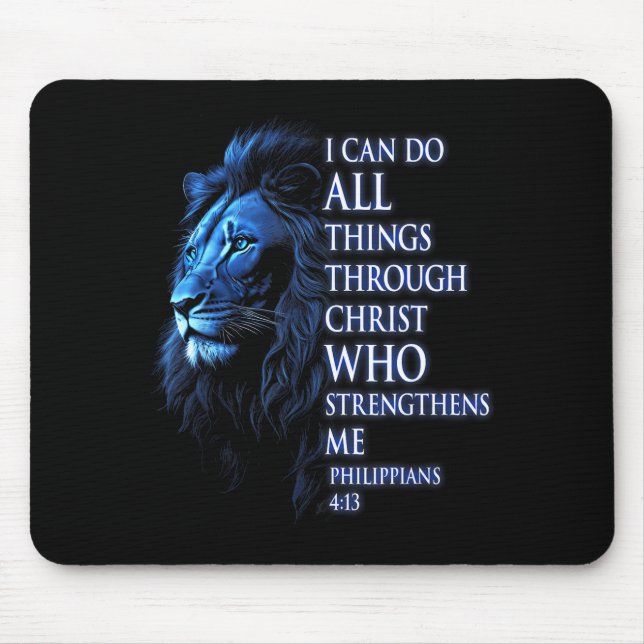 Christian I Can Do All Things Through Christ Lion  Mousepad (Vorne)