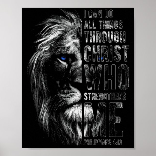 Christian I Can Do All Things Through Christ Lion  Poster (Vorne)