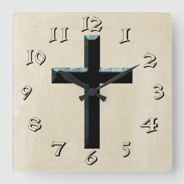 Christian Jesus Cross Quadratische Wanduhr (Vorderseite)