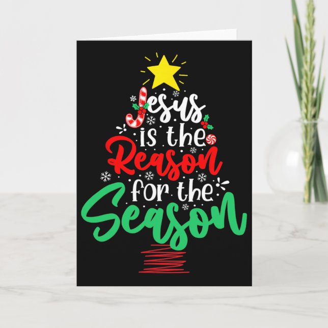 Christian Jesus Is The Reason Christmas Xmas Tree  Karte (Vorderseite)