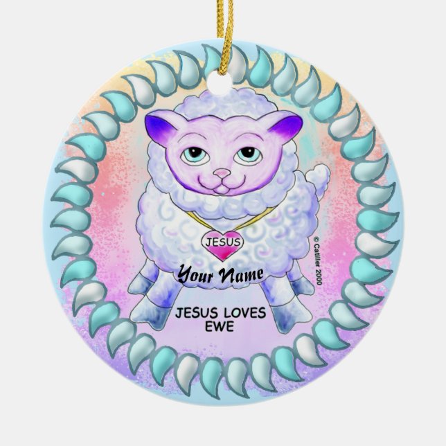 Christian Jesus Loves You  Keramik Ornament (Vorne)