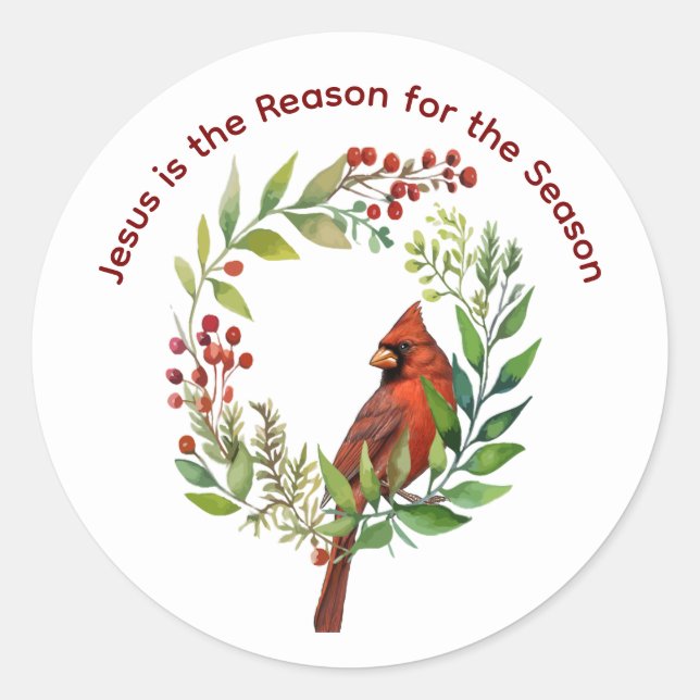Christian Jesus Quote Cardinal Red Bird Runder Aufkleber (Vorderseite)