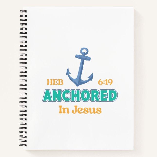 Christian Journal Anchored in Christ Verse Design Notizbuch (Vorderseite)
