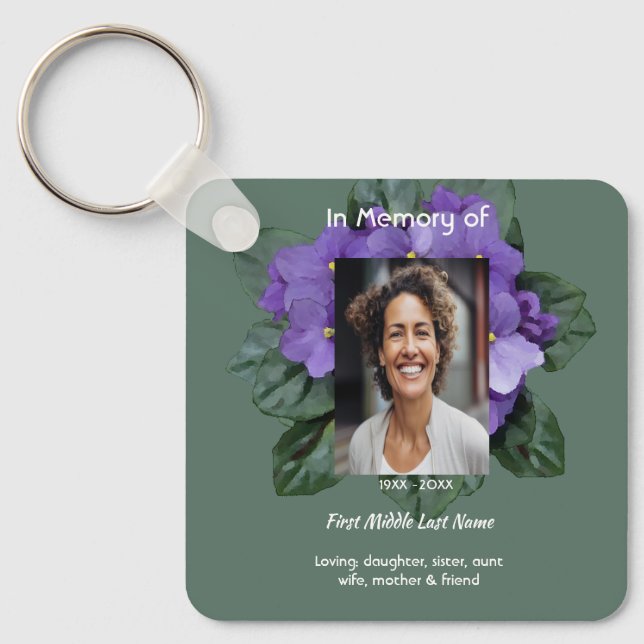 Christian Memorial Keepsake African Violet Schlüsselanhänger (Vorderseite)