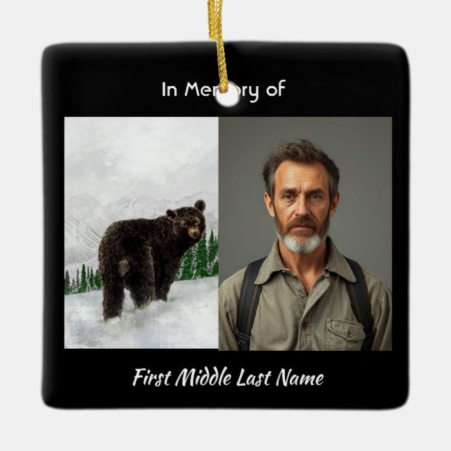 Christian Memorial Keepsake Black Bear Animal Keramikornament (Vorderseite)