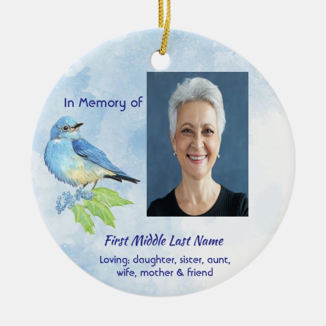 Christian Memorial Keepsake Bluebird Garden Bird  Keramik Ornament (Vorne)