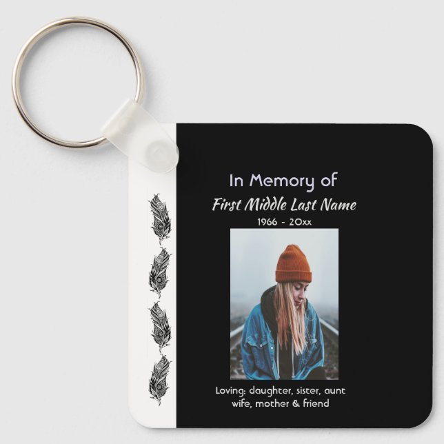 Christian Memorial Keepsake Feather Tribal Boho  Schlüsselanhänger (Vorderseite)