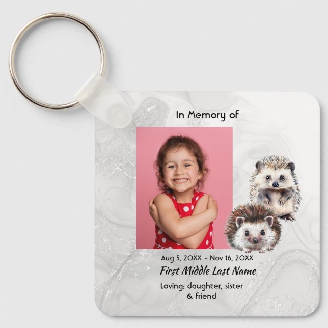 Christian Memorial Keepsake Hedgehog Children Schlüsselanhänger (Vorderseite)