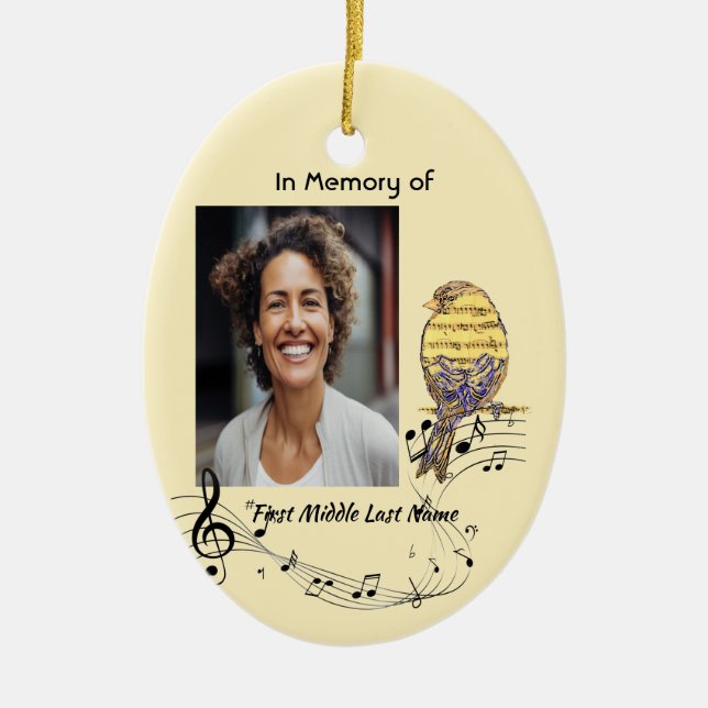 Christian Memorial Keepsake Music Bird Keramik Ornament (Vorne)