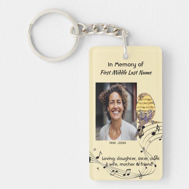 Christian Memorial Keepsake Music Bird Schlüsselanhänger (Vorderseite)
