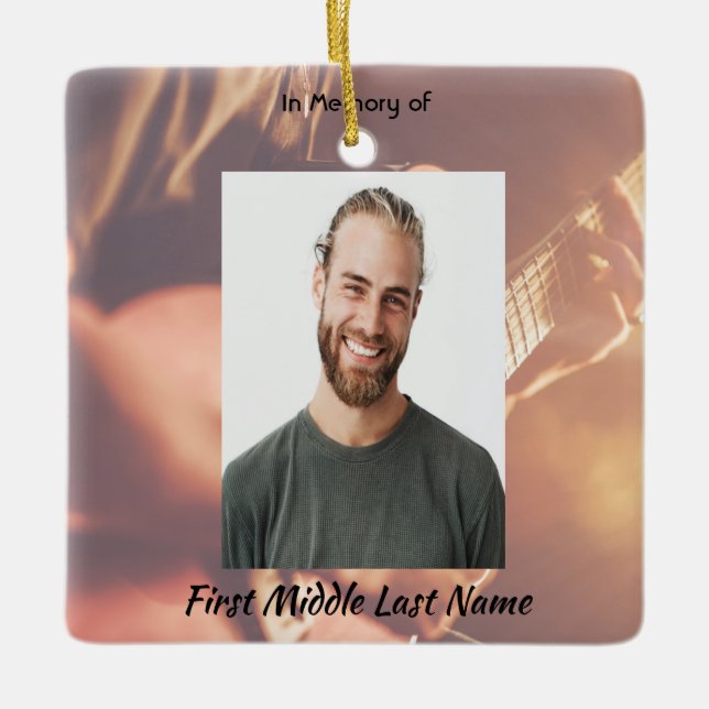 Christian Memorial Keepsake Musician Piano Guitar Keramikornament (Vorderseite)