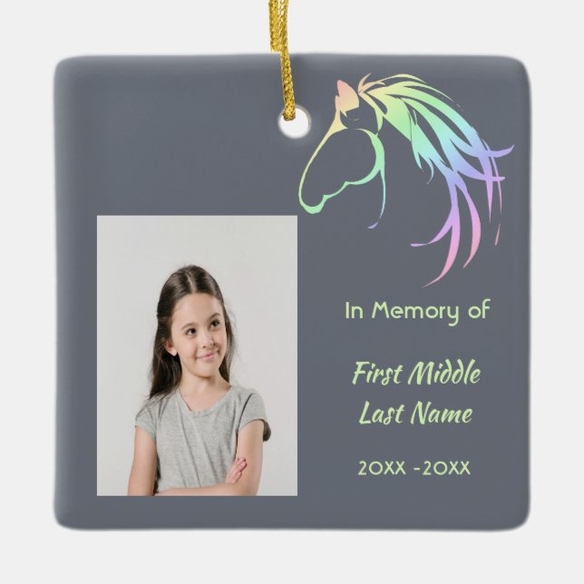Christian Memorial Keepsake Pastel Horse Art Keramikornament (Vorderseite)