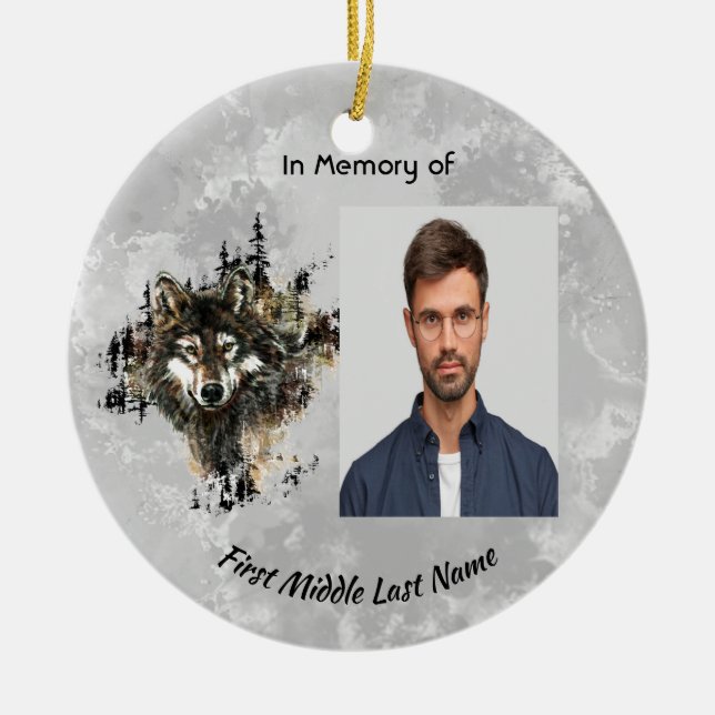 Christian Memorial Keepsake Wolf Wolves Animal art Keramik Ornament (Vorne)