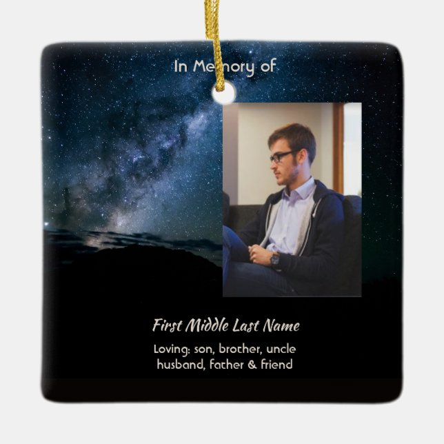 Christian Memorial Milky Way Starry Night Sky  Keramikornament (Vorderseite)