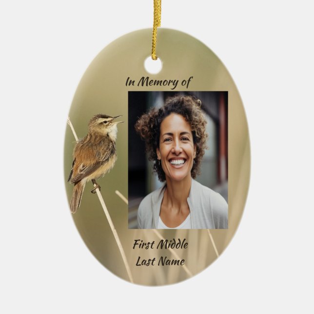 Christian Memorial Photo Bird Garden Nature  Keramik Ornament (Vorne)