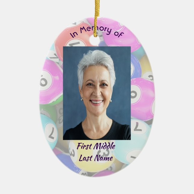 Christian Memorial Photo Keepsake Bingo Game  Keramik Ornament (Vorne)