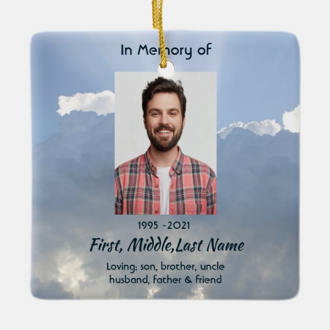 Christian Memorial Photo Prayer Heavenly Sky Keramikornament (Vorderseite)