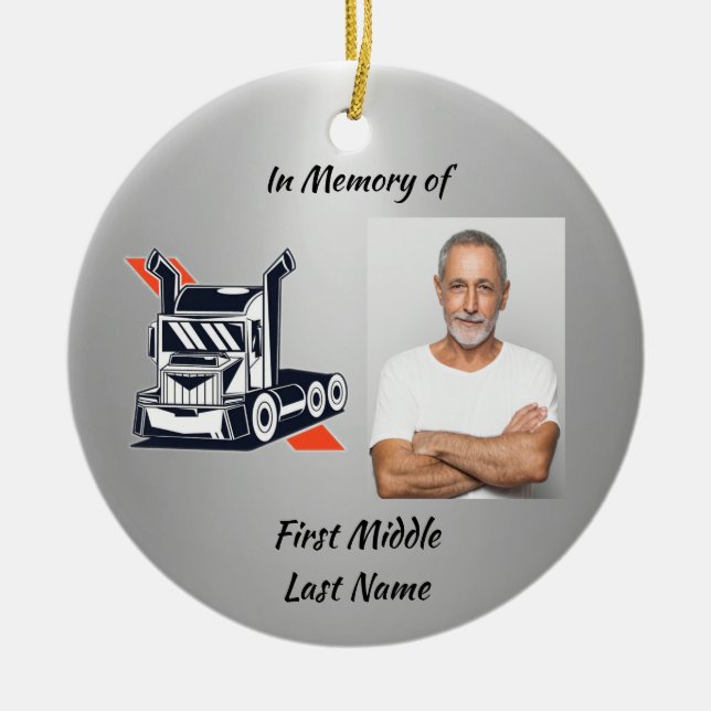 Christian Memorial Semi-Truck Tractor-trailer  Keramik Ornament (Vorne)