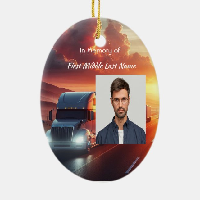 Christian Memorial SemiTruckTractor-trailer  Keramik Ornament (Hinten)