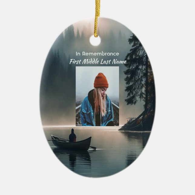 Christian Memory Keepsake Wilderness Lake Canoe Keramik Ornament (Vorne)