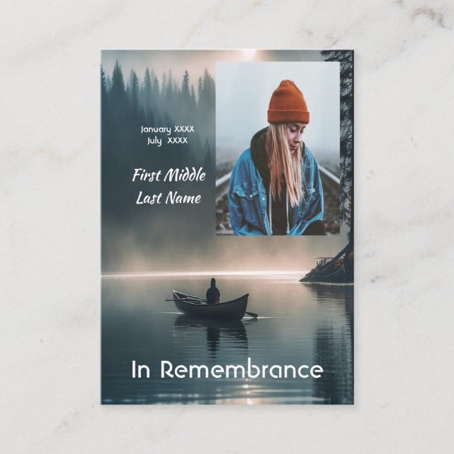 Christian Memory Keepsake Wilderness Lake Canoe Visitenkarte (Vorderseite)